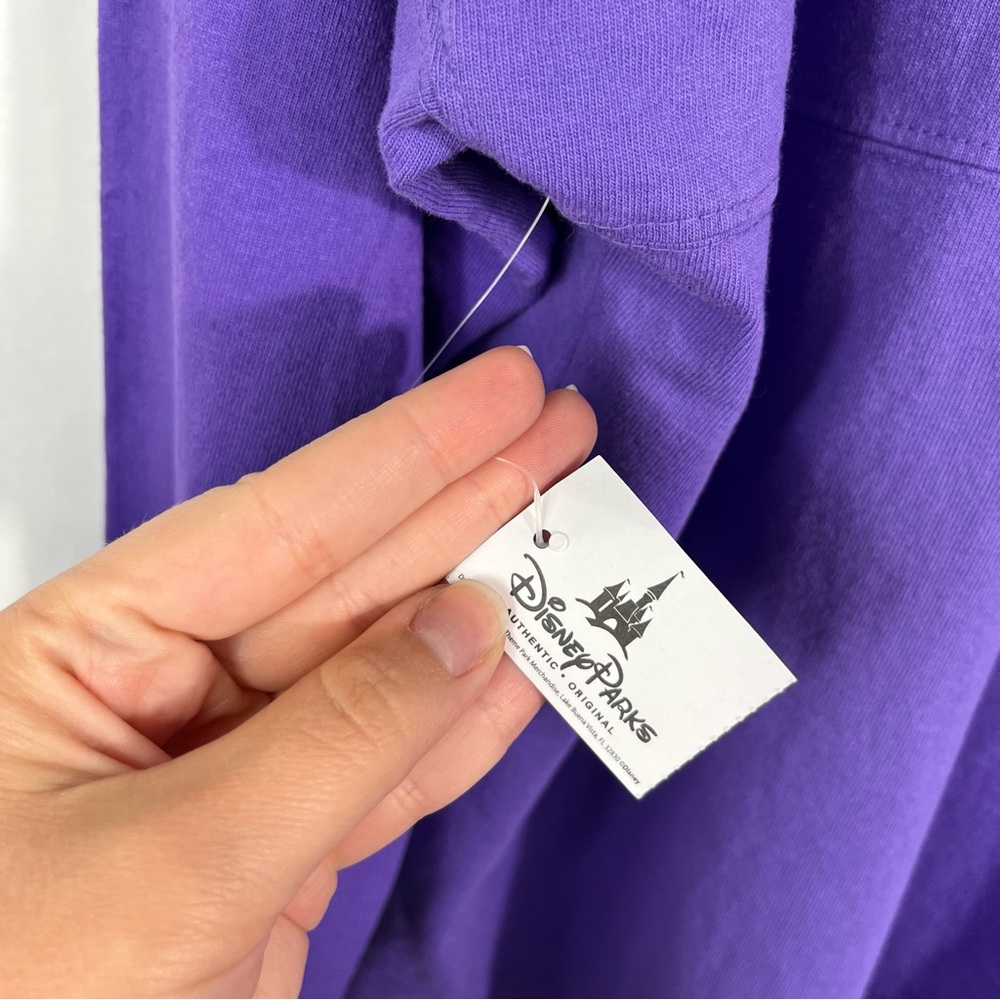 Disney Parks x Spirit Jersey Potion Purple Oversized Glitter Spellout Shirt NWT - Picture 5 of 6